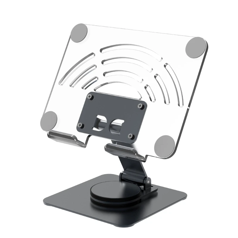 

F68B Portable Aluminum Tablet Stand Foldable Design 360 degree Rotating Base Compatibles 12.9Inch Pad