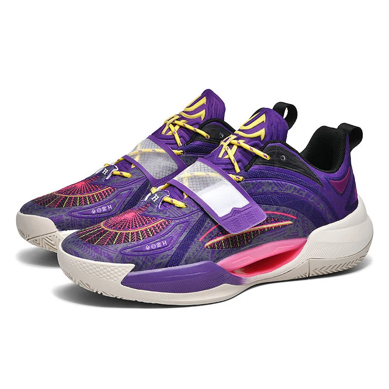 

Lynjacye 2025 K1 Purple Basketball Shoes for Men Women Hook Loop Actual Combat Sport Sneakers Cushion Bounce Support Shoes