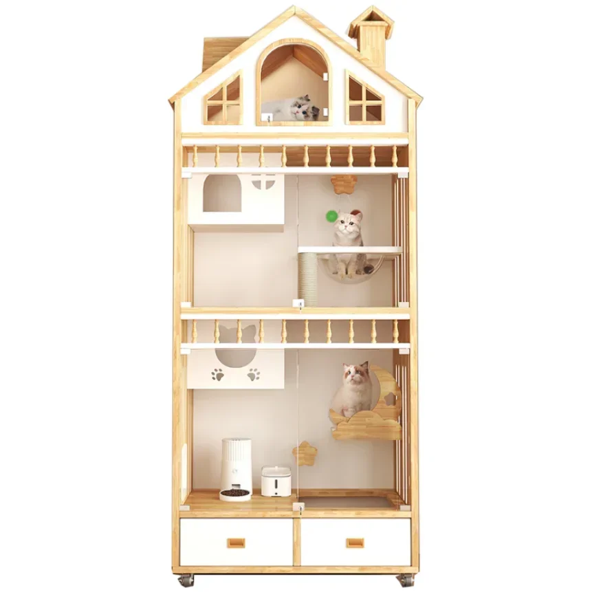 Wooden Flip Top Metal Kennels Cages Indoor Home Office Pet Crate Houses for Cats 90cm*60cm*220cm