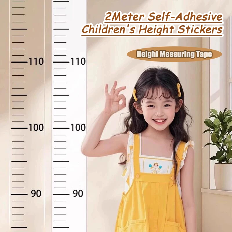 2Meter Transparent Height Sticker Household Waterproof Measuring Ruler Self-Adhesive Children's Height Measurement Stickers