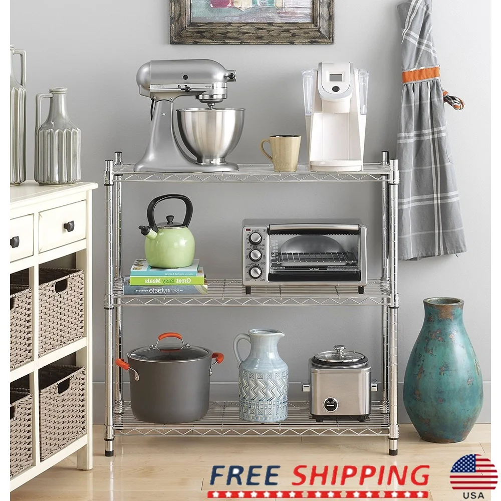 

Adjustable 3-Shelf Freestanding Storage Unit Heavy-Duty Steel Shelves NSF Certified Kitchen Garage Organization Easy Assembly