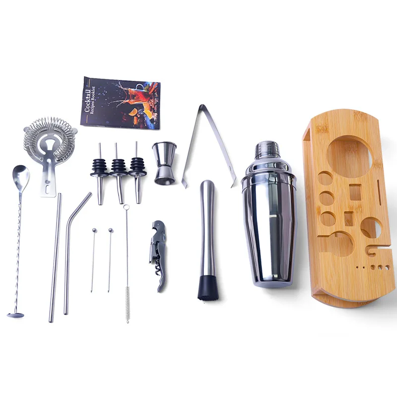 

Stainless Steel Cocktail Shaker Set - 3-Piece Lemon Tea Mixer with Stirring Stick Bar Tools