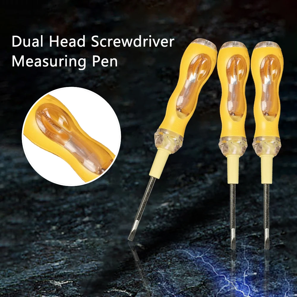 

Slotted/Phillips Dual Head Screwdrivers 100-500V Electric Tester Pen Removable Insulated Electrician Highlight Pocket Tester Pen