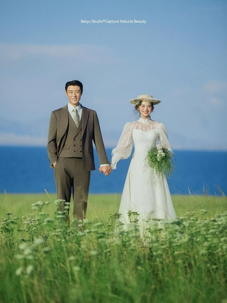 2026 New Theme Photography Studio Travel Shoot Lake Saihankul Movie Feel Lawn Wedding Dress Photography Ceremony Dress