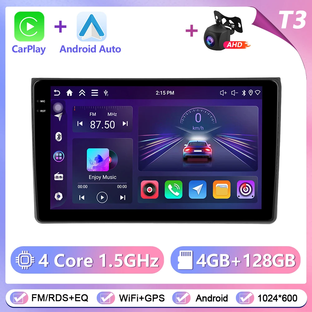 Podofo CarPlay Android Auto Radio voor Audi A4 2004-2008 Auto Intelligent Systeem 2Din GPS Stereo Head Unit Multimedia Speler