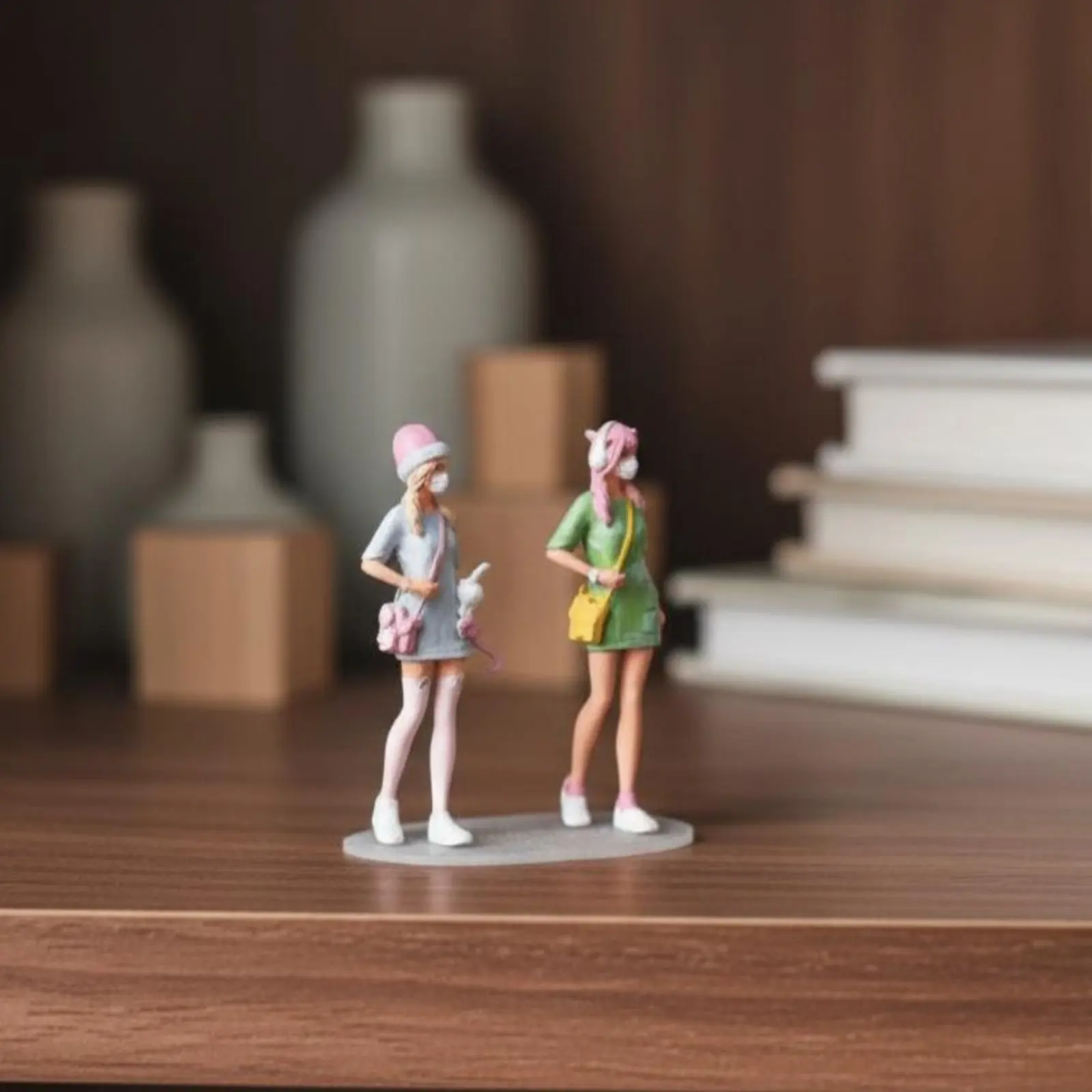 2 Pieces 1:64 Scale Female Figures Sweet Cute Aesthetic Best Friend Doll Set Hand-Painted Resin Figurine Highly Detailed view 2