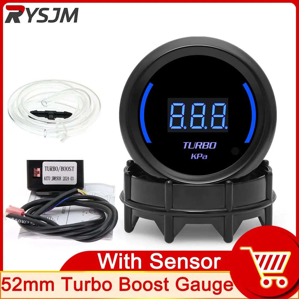 

52MM Turbo Boost Gauge with Blue Ambient Light -1-3 Kpa Boost Gauge + Boost Sensor Car Accessories customized