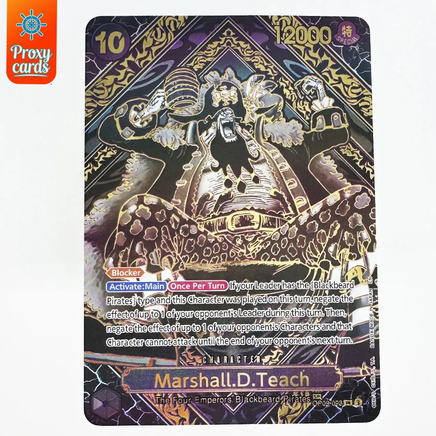 One Piece TCG OP09 Rare Proxy Cards Shanks Gol D Roger Blackbeard Monkey D Luffy Manga Refractive Flash Collectible Anime Cards