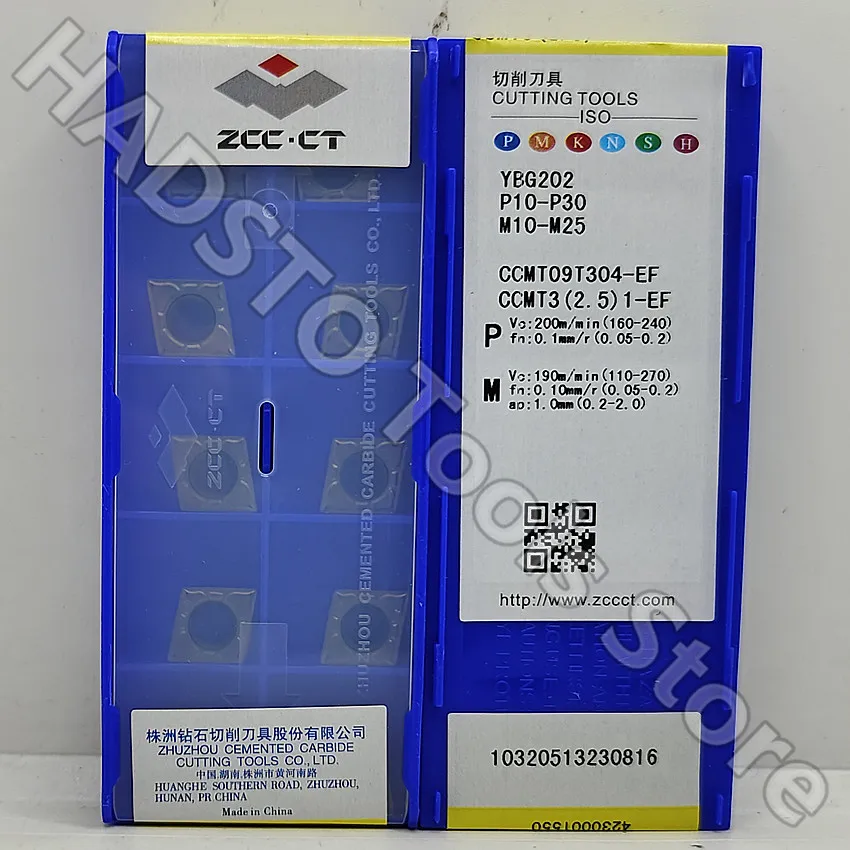CCMT09T304-EF YBG202 CCMT09T304-EF CCMT09T304 CCMT32.51 ZCC.CT CNC carbide inserts Turning inserts For Steel, Stainless steel