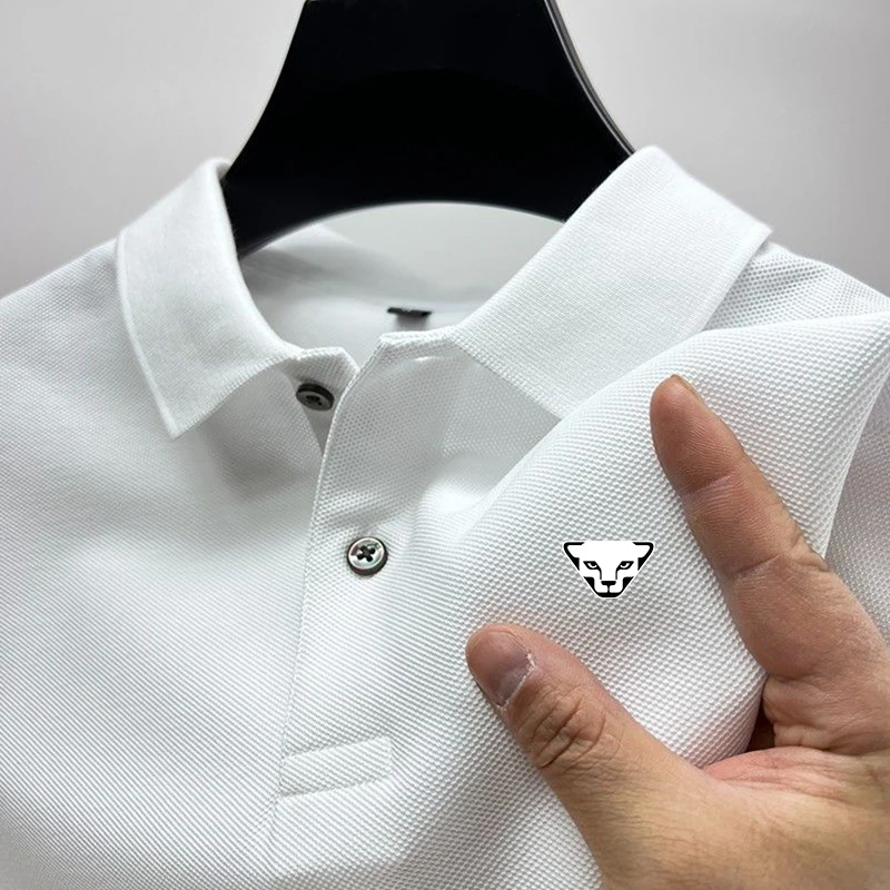 Men's Summer High-End Printed Golf Polo Shirt with Collar, Solid Color, Breathable, Office Casual, High-Quality Men's Clothing - view 2
