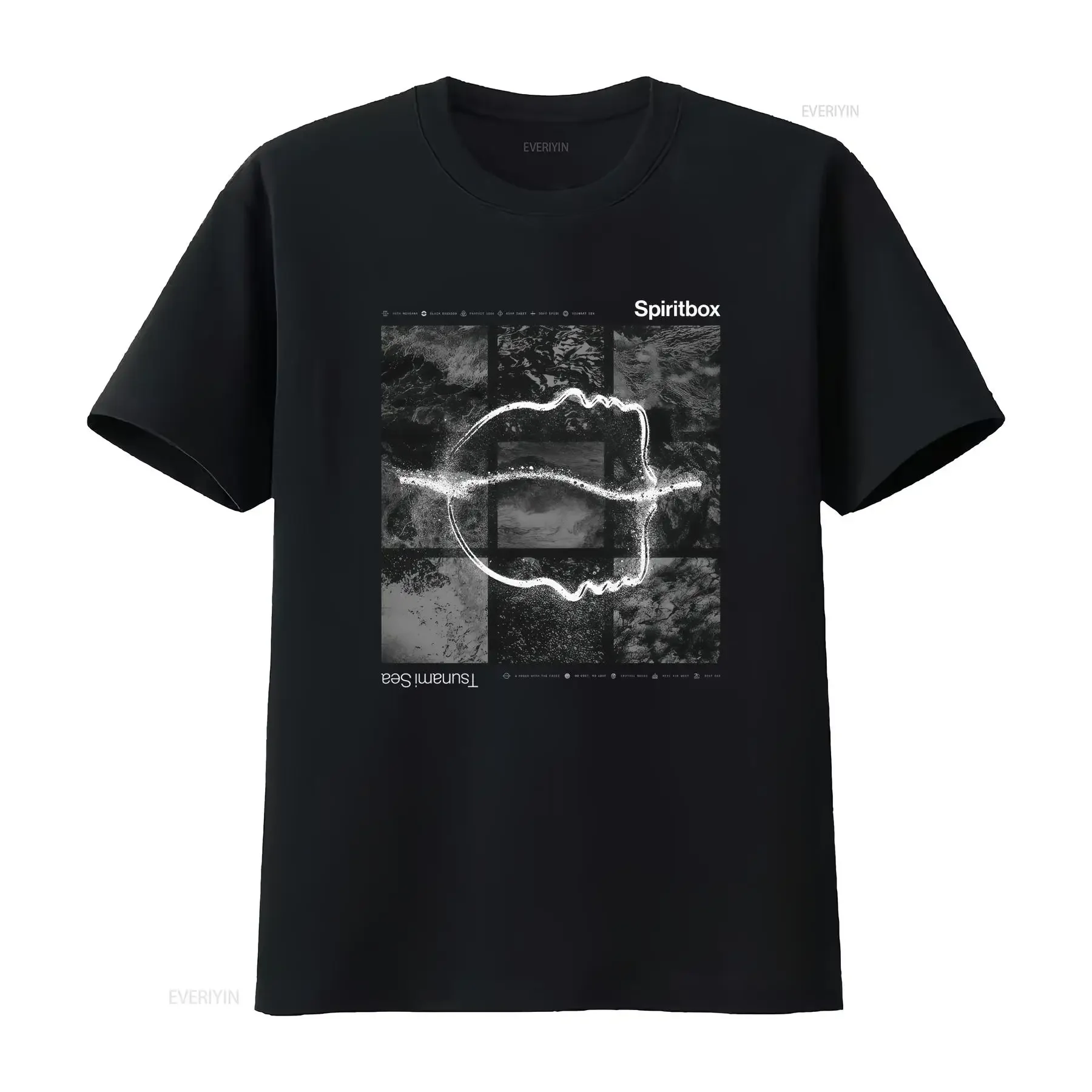 Spiritbox Tsunami Sea Track List T Shirt For Fans  vintage Washed Soft Top For Everyday Wear Comfortable Unisex Stretched homme