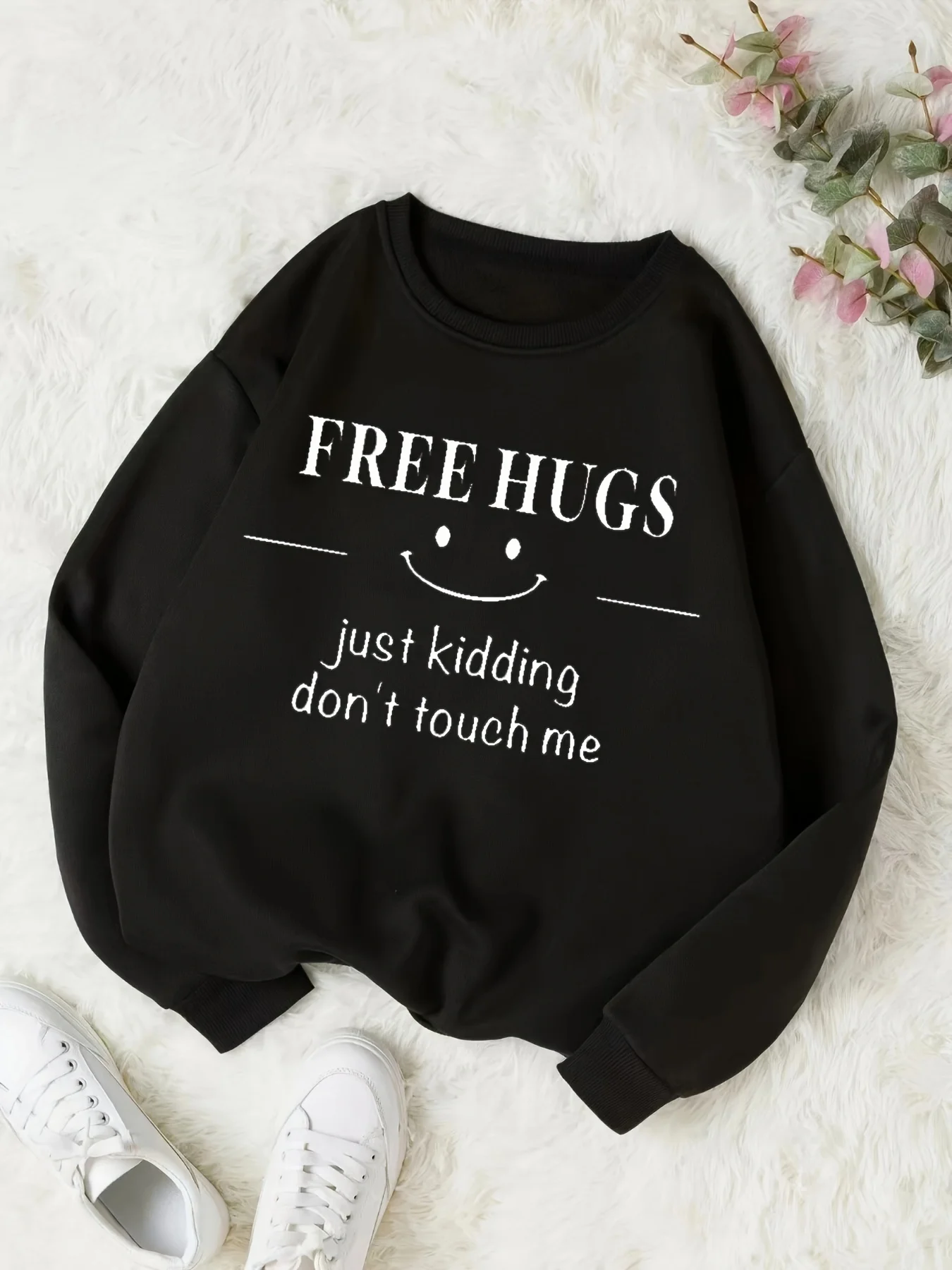 Funny Print American Sweatshirt Women'S Autumn And Winter Loose Couple Trendy Round Neck Pullover Top