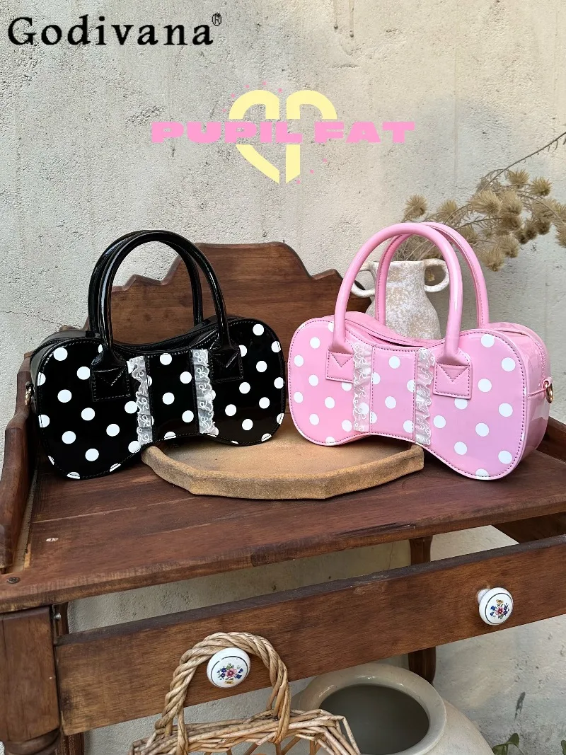 

Sweetheart Girl Japanese Original Polka Dot Bow Lace Single Shoulder Bag Sweet Cute Doll Feel Versatile Handbag