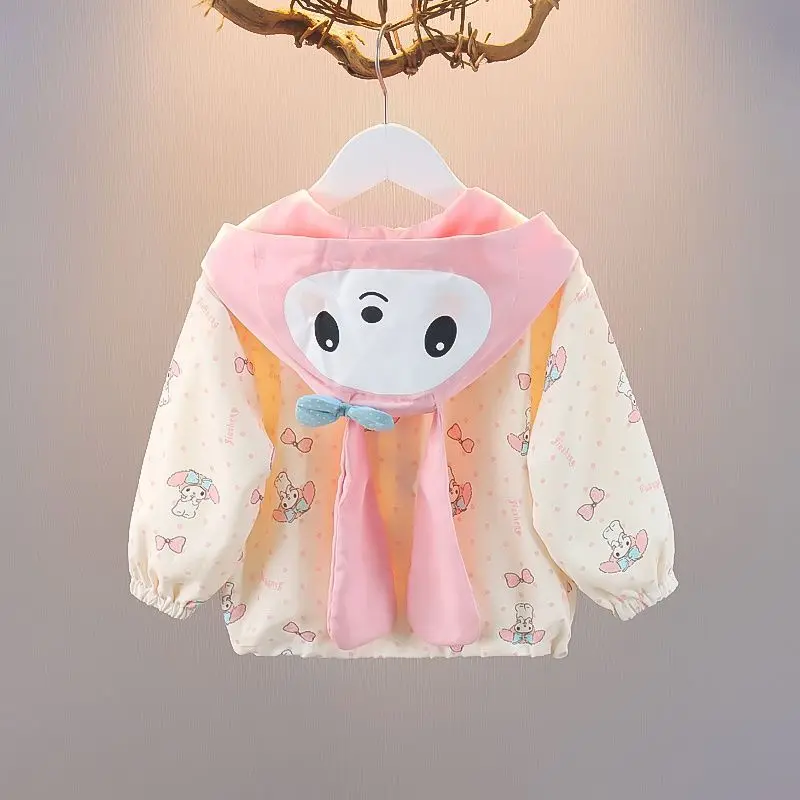 Kawaii Sanrio My Melody Kids Creativity Autumn Thin Cardigan Jacket Cartoon Long Ears Sweatshirt Cartoon Hooded Top Girl Gift