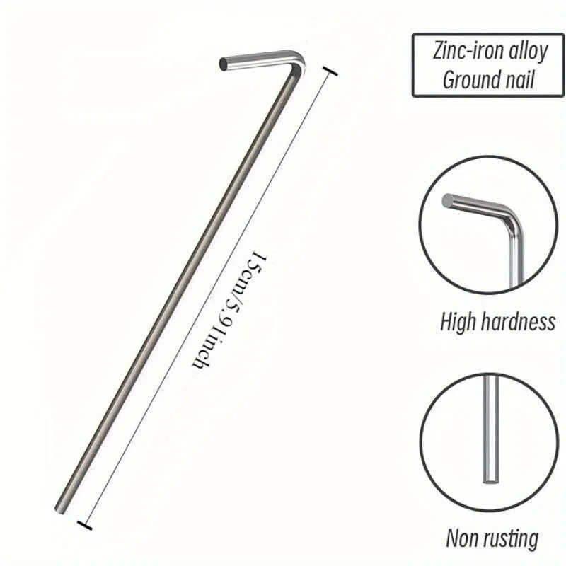 32Pcs Heavy Duty Iron Tent Stakes, L Shaped Hook Pegs for Tent Awning Canopy Fixing, Camping Garden Ground Safety Accessories
