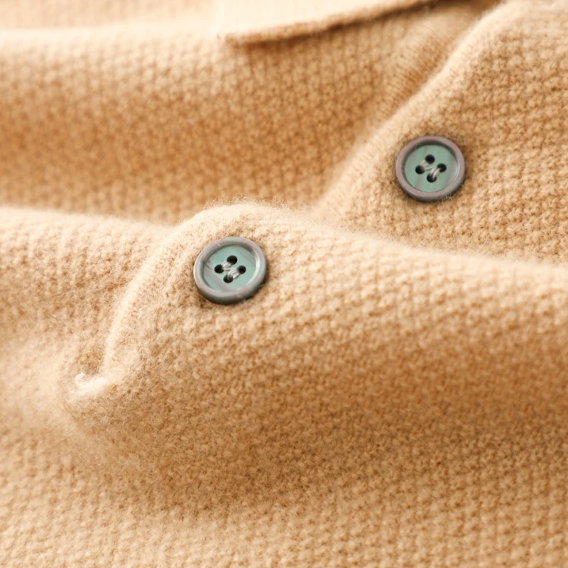 

Men's Polo Wool Pullover Classical Smart Casual Cashmere Sweater Spring Autumn Winter100% Merino Wool Knitwear Comfy Shirt Tops