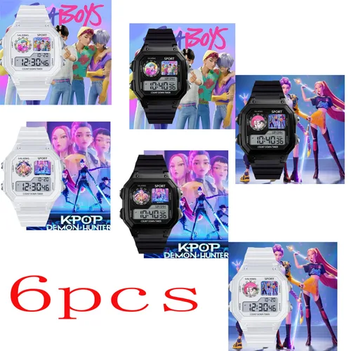 Imagen 2 del producto 2026 * K-POP Demon Hunters relojes deportivos relojes digitales de Anime reloj de pulsera multifunción resistente al agua reloj electrónico de silicona regalo