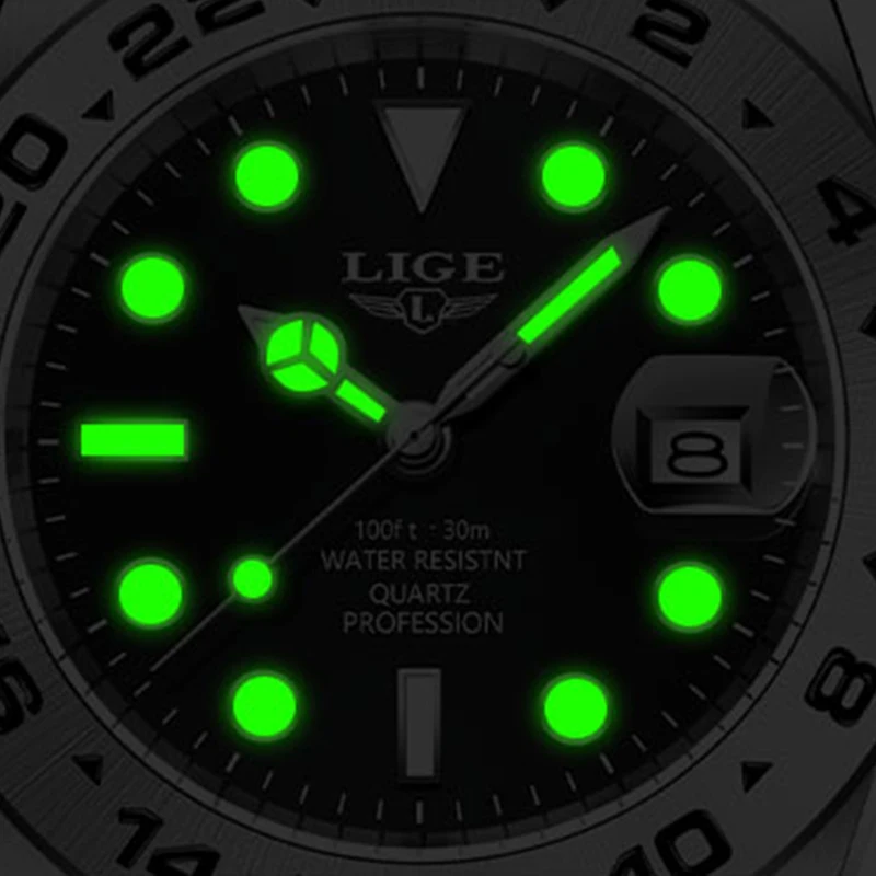 LIGE 2025 ساعات رجالية فاخرة كلاسيكية مقاومة للماء بحزام من الفولاذ المقاوم للصدأ ساعة يد كوارتز ساعات عمل للرجال reloj hommes #4