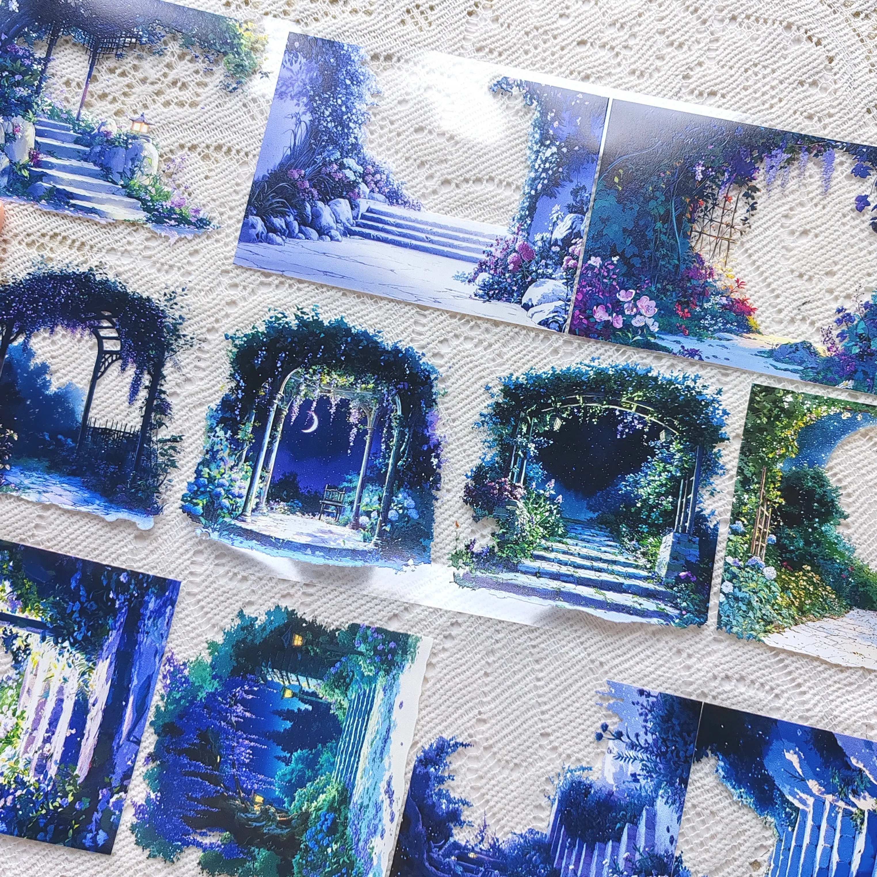 

Pet Tape Journal Night Landscaping House Tree Garden Collage Decoration Landscaping Decoration Card Landscaping Sticker