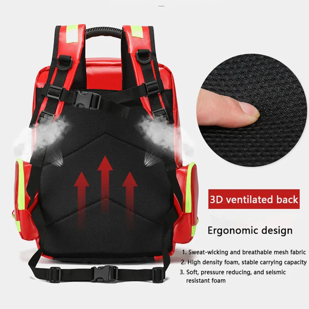 Red First Aid Backpack Emergency Medicine Bag Empty First Responder Survival Trauma Bag for Outdoor Sports Travel Hiking Camping