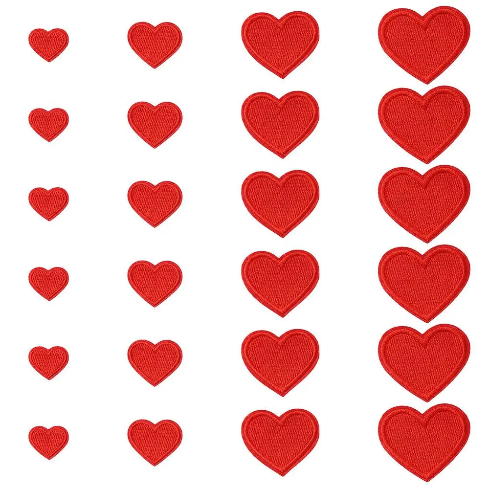 

Heart Shape heart patches Red Black embroidered sew on patches heart Mini Heart 4 Sizes applique decoration DIY Accessories