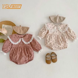 Newborn Sweet Autumn Kids Baby Girls Rompers Infant Baby Girls Long Sleeve Lace Collar Printing Rompers Clothes Baby Girl Romper