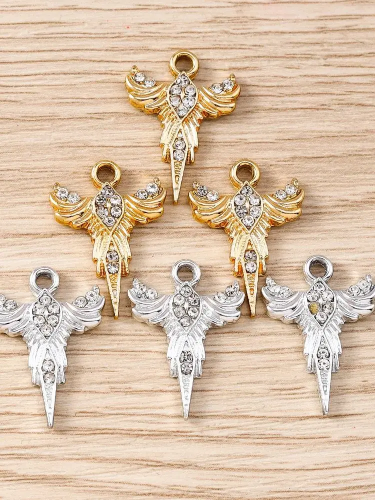 Tusember 10 Stück 16*22mm Gothic Steampunk Kreuz-Anhänger für Schmuckherstellung, Flügel-Kreuz-Anhänger, DIY Ohrringe, Halsketten, Zubehör – Detail 1