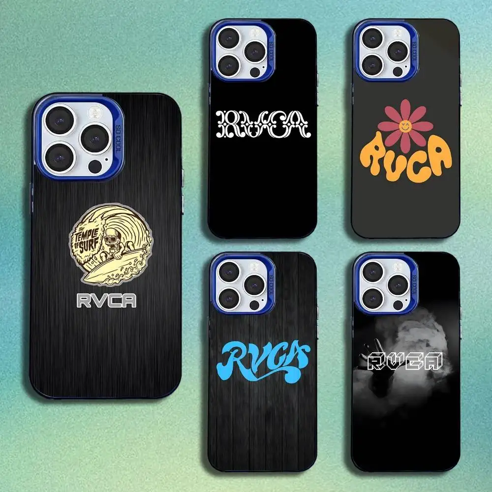 

Luxury R-RVCAS Phone Case For iPhone 16,15,14,13,12,11,Mini,Pro,SE,MAX Blue Matte Silicone Cover