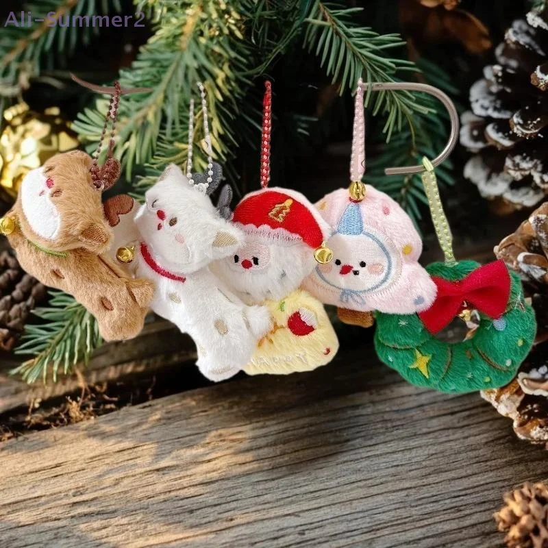 Kawaii Cartoon Plush Santa Claus Christmas Tree Keychain Lovely Christmas Stuffed Doll Toys Backpack Pendant Accessories Gifts