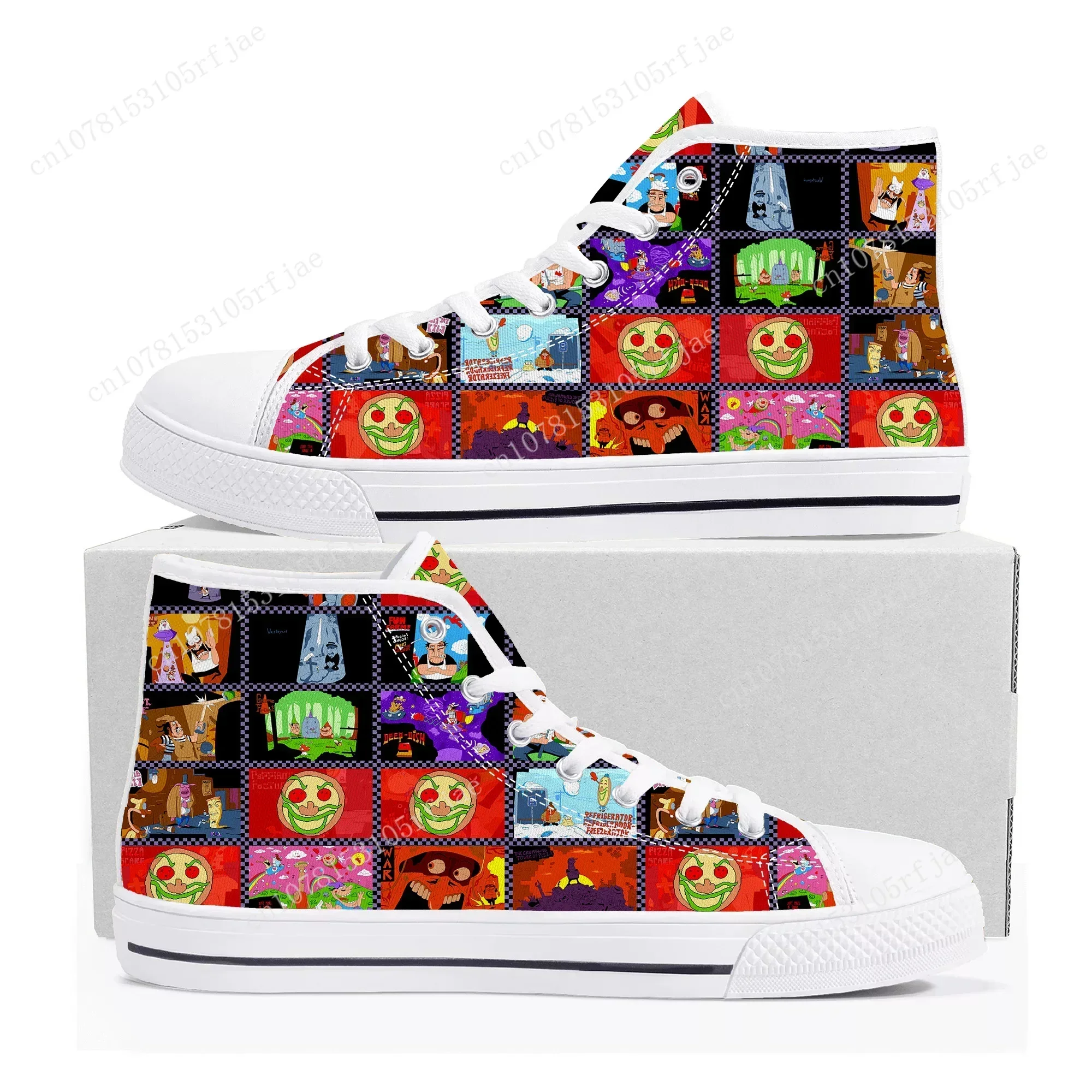 Pizza Tower High Top Sneakers Hot Cartoon Game Mens Womens Teenager High Quality Fashion Canvas Shoes Casual Tailor Made Sneaker