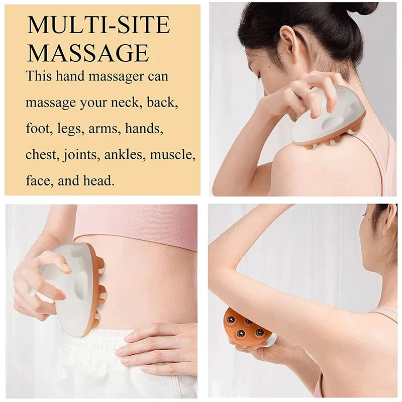 Hand Roller Massager With 360-degree Metal Balls For Neck Abdomen Thigh Back Body Pain Relief Deep Tissue Muscle Relax