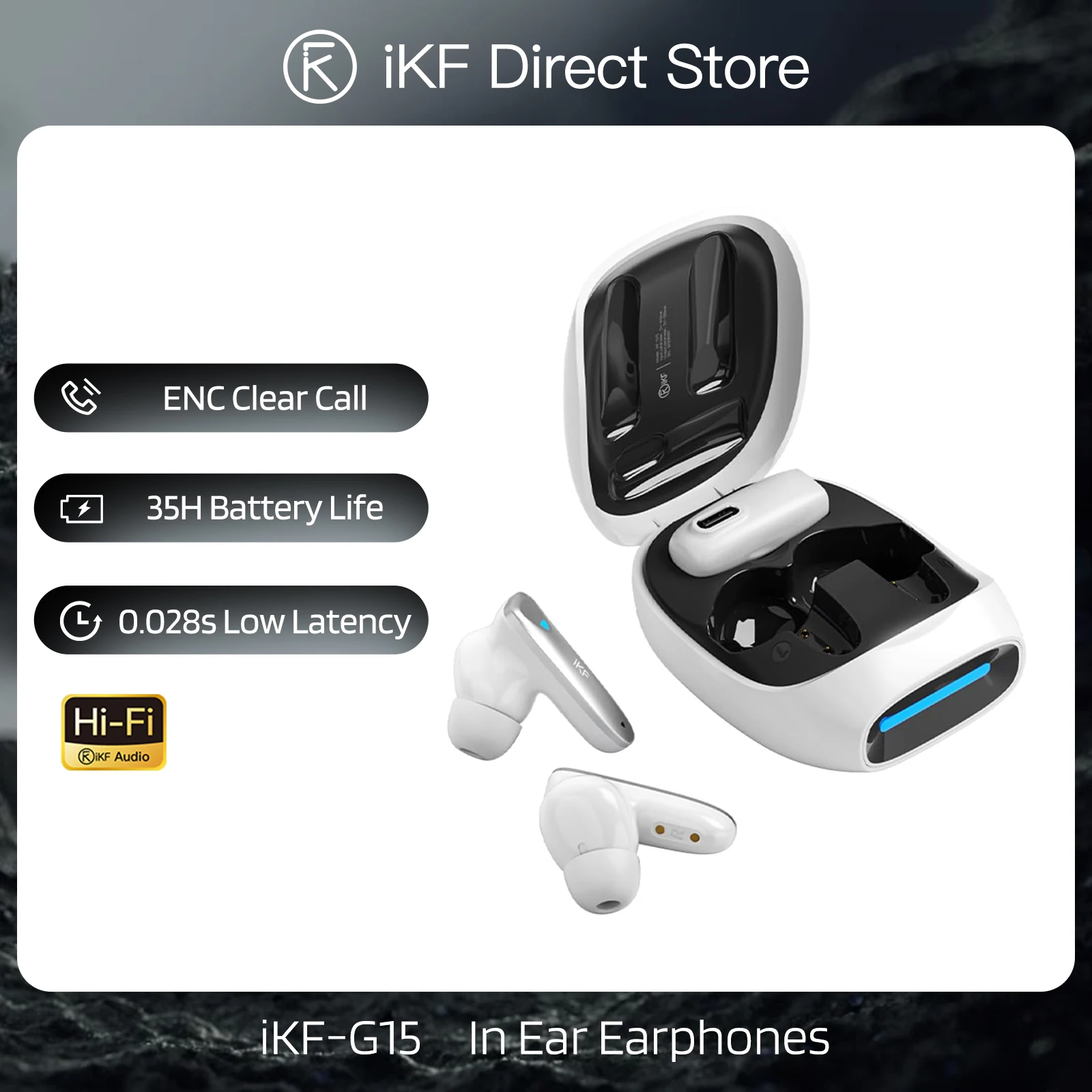 

iKF G15 Game Esports Bluetooth Headphones 2.4g Dual Mode Compatible 28ms Low Latency Lightning Fast Charge 35H Battery Life