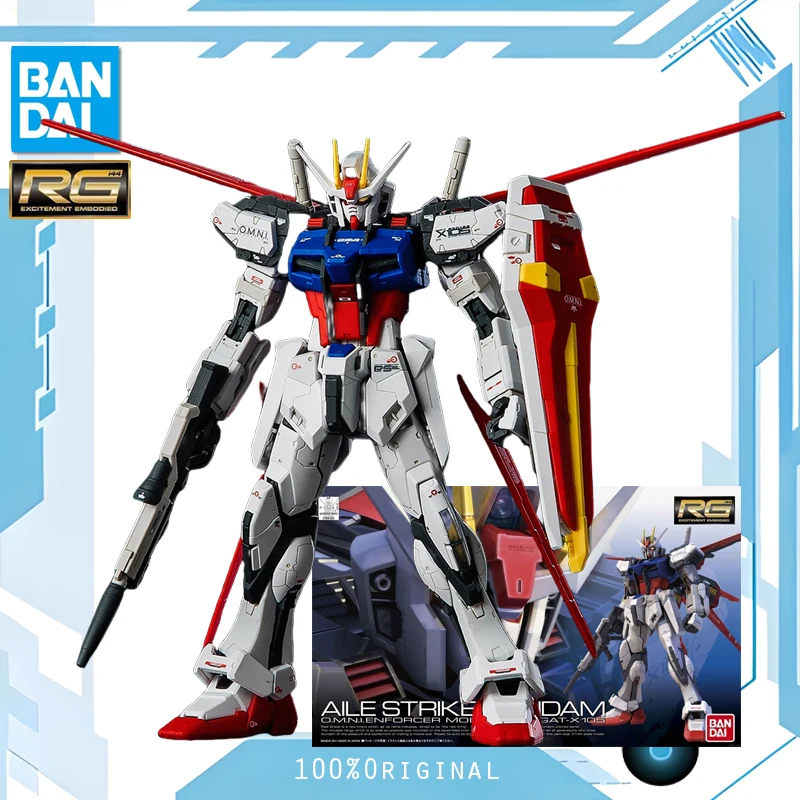 BANDAI Anime RG 1/144 GAT-X105 AILE STRIKE GUNDAM Mobile Suit Gundam Model Kit Assembly Plastic Action Toys Figures Gift