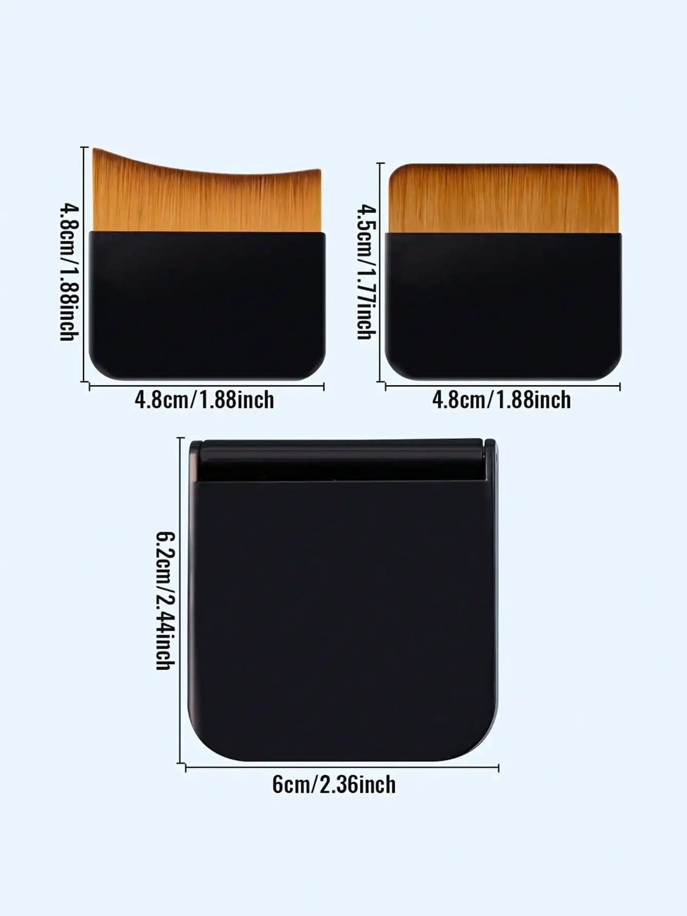 Ultra-Thin Compact Foundation Brush With Mirror Box Easy To Carry Flat-Head Makeup Brush No Trace Replaceable Makeup Tools