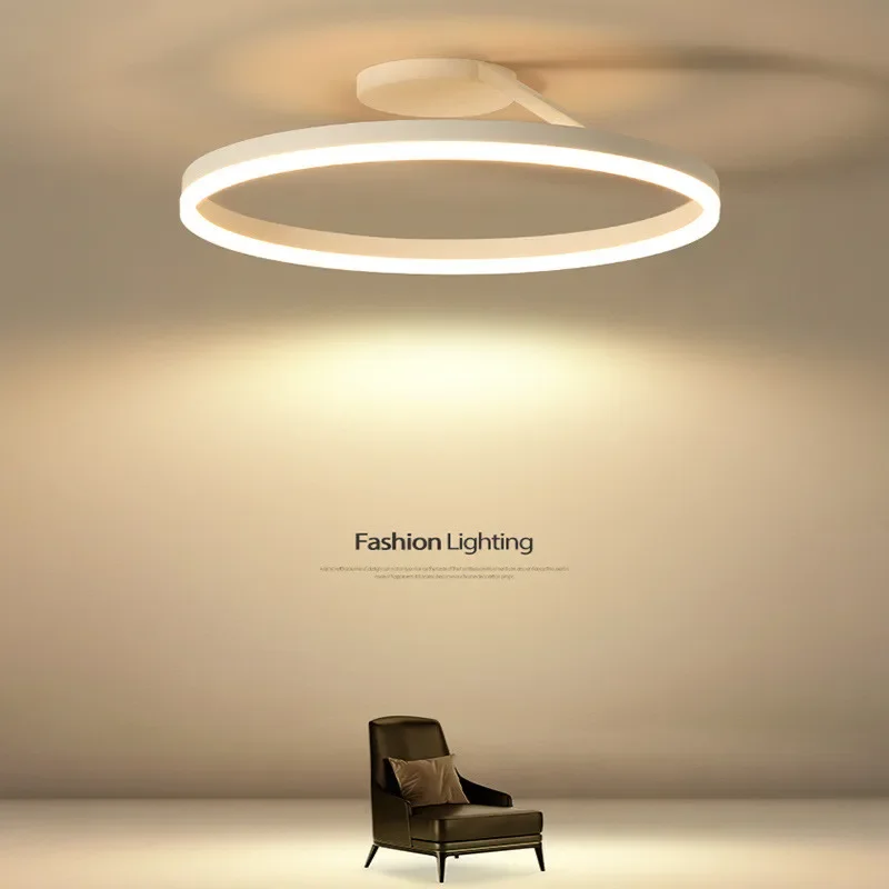 Nordic Minimalism Round Led Ceiling Chandelier Painted Aluminium Chandelier Living Lamp Bedroom Simple Home Decor Lamp Fixtures