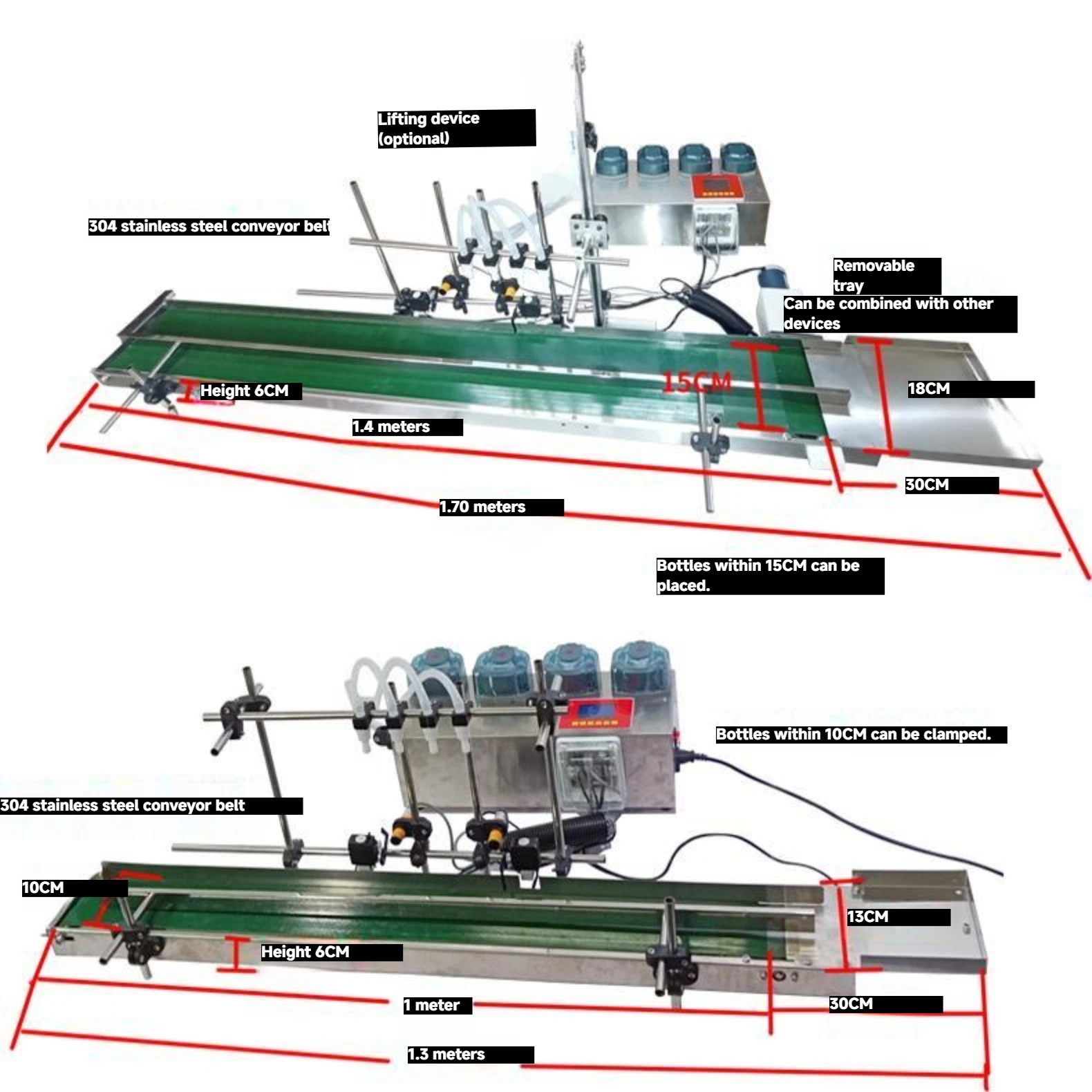 4-Head Automatic Stainless Steel 304 Water Line Filling Machine Large Motor Version Anti-Drip Oil Conveyor Belt Direct Drive