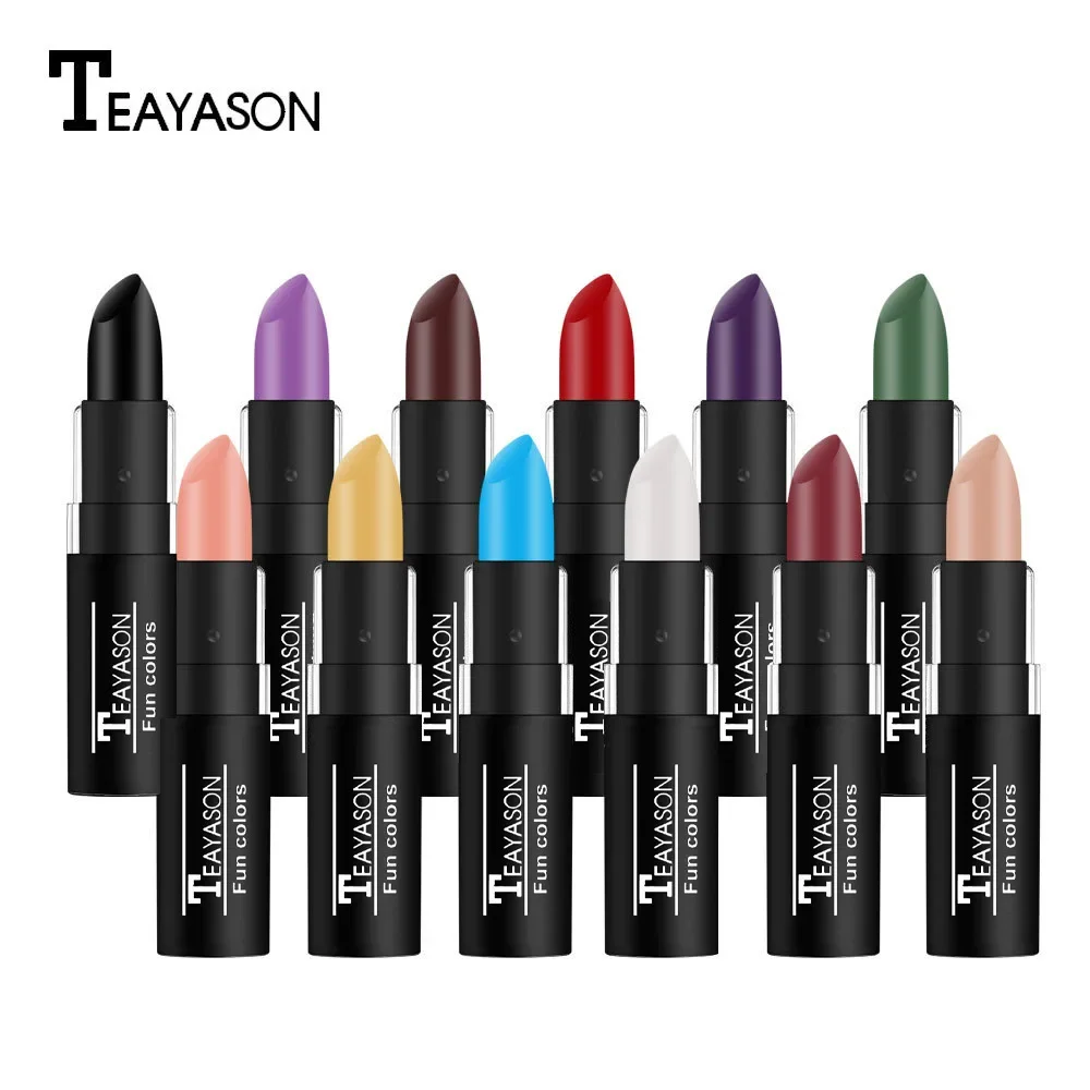 Green Purple Lipstick Christmas Halloween Party Lip Makeup Hot Sale Waterproof Velvet Matte Black White Lipstick Lasting Pigment