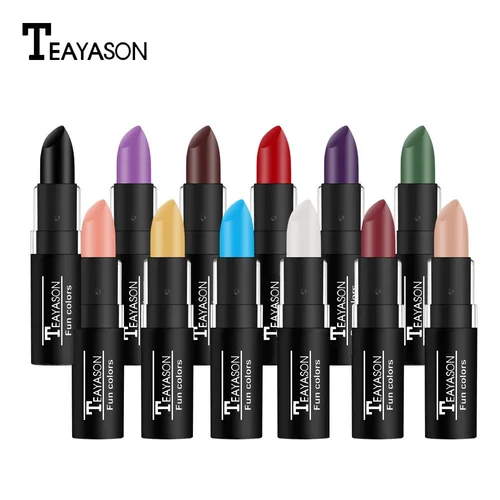 Imagen 2 del producto Lápiz labial mate resistente al agua pigmento de labios resistente al agua lápiz labial negro verde púrpura Navidad Halloween maquillaje de labios tinte hidratante
