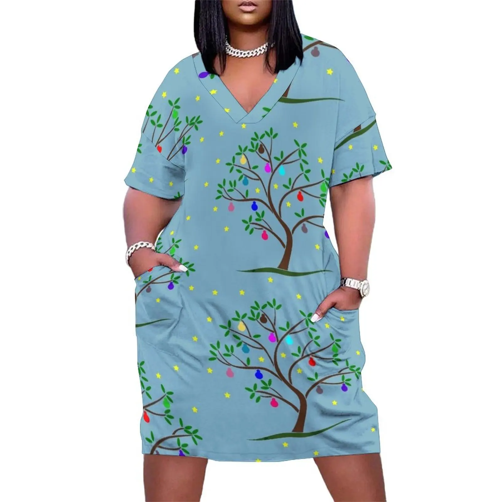 

Christmas Tree Baubles Loose Pocket Dress Women's evening dress dress for women 2025
