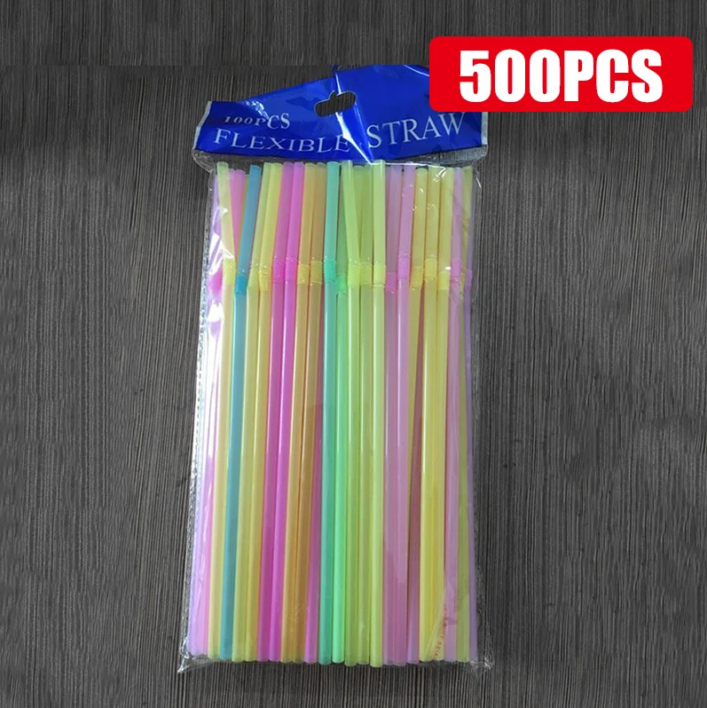 50-3000PCS Veelkleurige Rietjes Rietjes Melk Thee Bar Party Bruiloft Keuken Woonaccessoires Drank Zwart Stro Groothandel