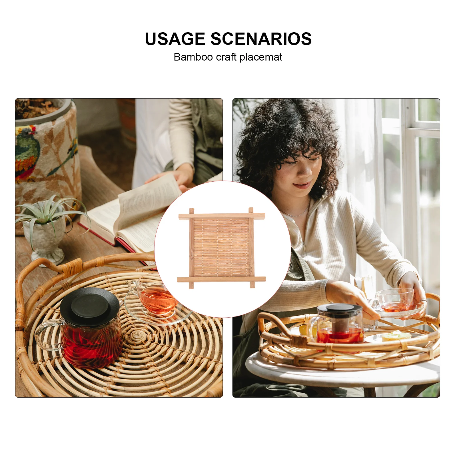 

10Pcs Bamboo Cup Mat Craft Placemat Heat Insulation Tabletop Mat for Home Restaurant Bar Use Decorative Cup Pad