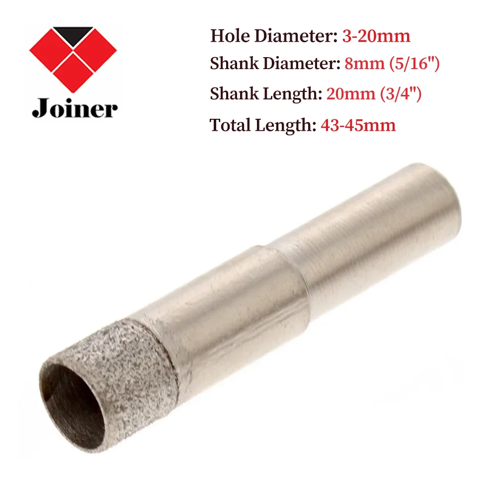 

3-20mm Professional Diamond Core Drill Bits Composite Electroplated Durable Drilling Hole Saw for Glass Lid Straight Shank 5/16"