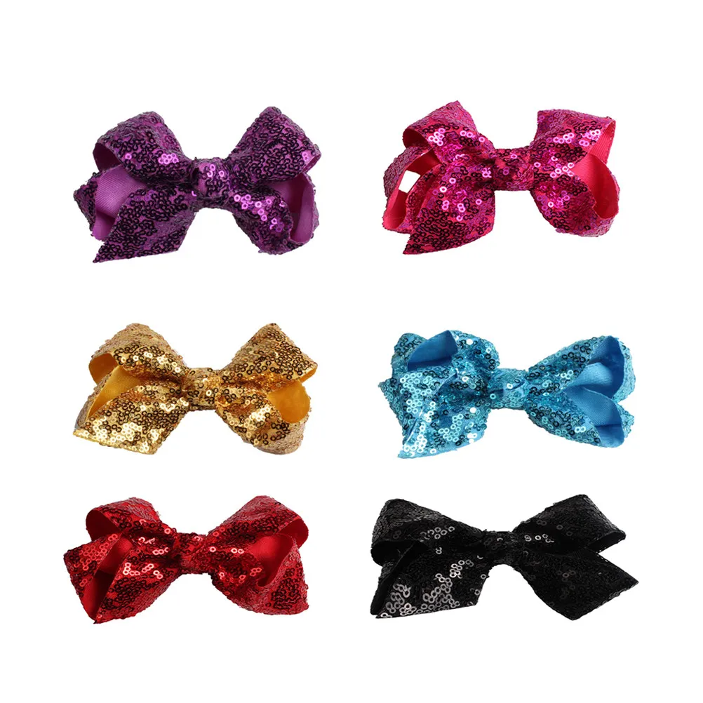 

6Pcs Sequin Hair Clips Boutique Bow Barrettes Alligator Clip Sparkly Hairpins Party Accessories for Kids Teens Toddlers