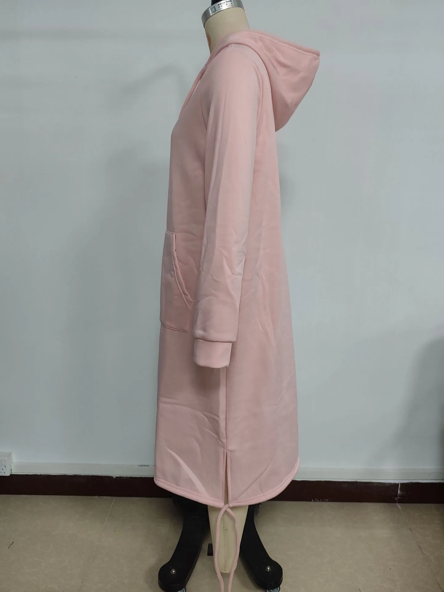 Pullover Hooded Hoodie Regular Thickness Elegant Commuter with Pocket Sweatshirt Loose Fit Wrinkle Treatment Long Hoodie