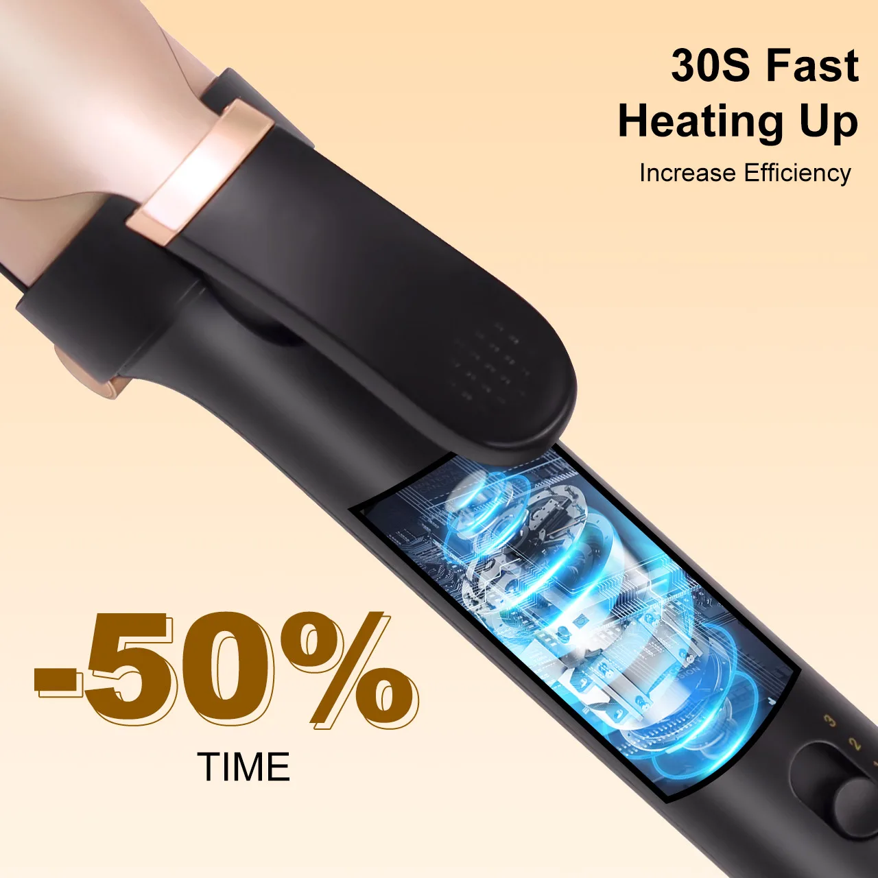 Hatteker Electric Curling Iron for Women 3-Level Temperature Control Ceramic Hair Protecting Curler Home Use Styling Tool US