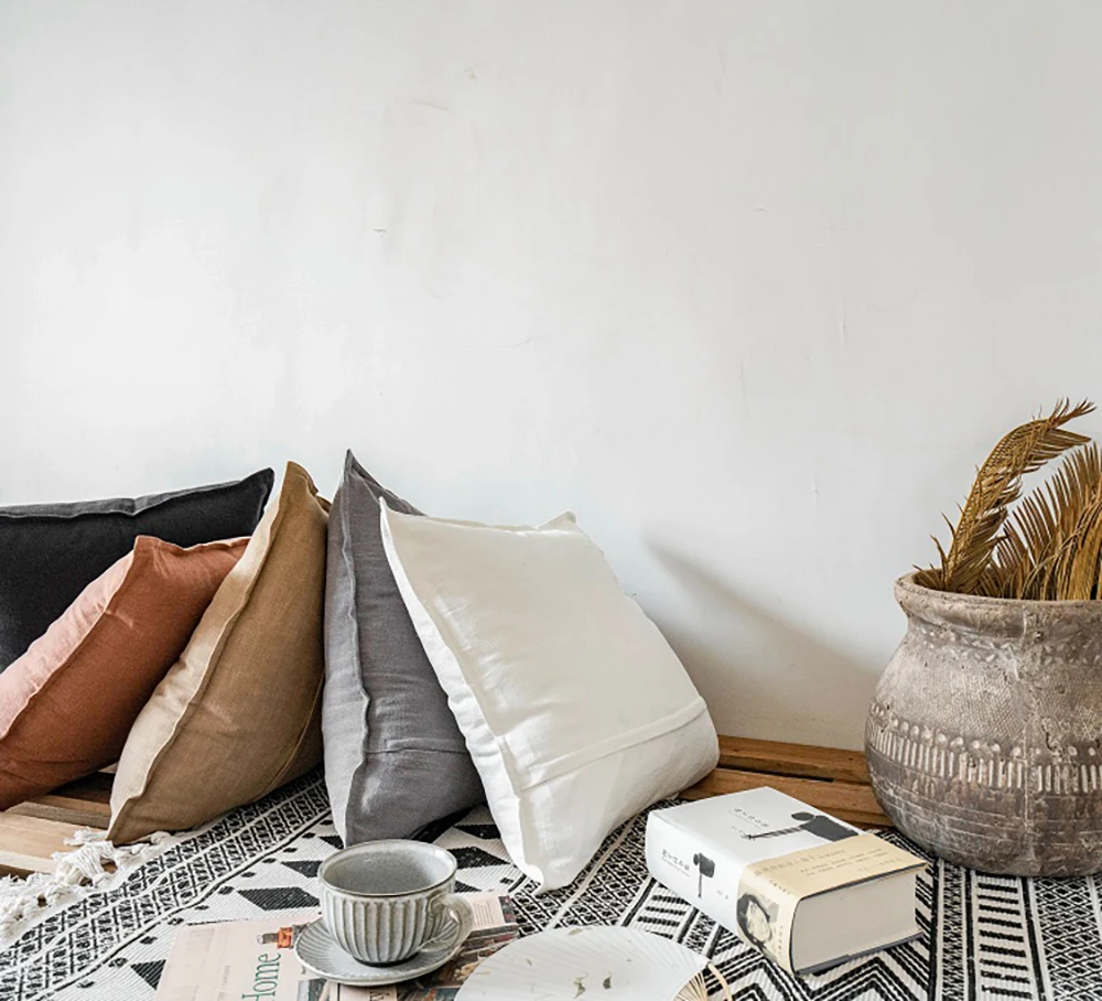 Einfarbig Kissenbezug Baumwolle Leinen Sofa Taille Kissenbezug Wohnzimmer Bett Stuhl Wohnkultur Ohne Kern Kissenbezug Waschbar – Detail 7