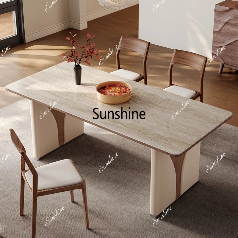 

Living Room Home Modern Simple Slate Dining Table French Premium Travertine Dining Table