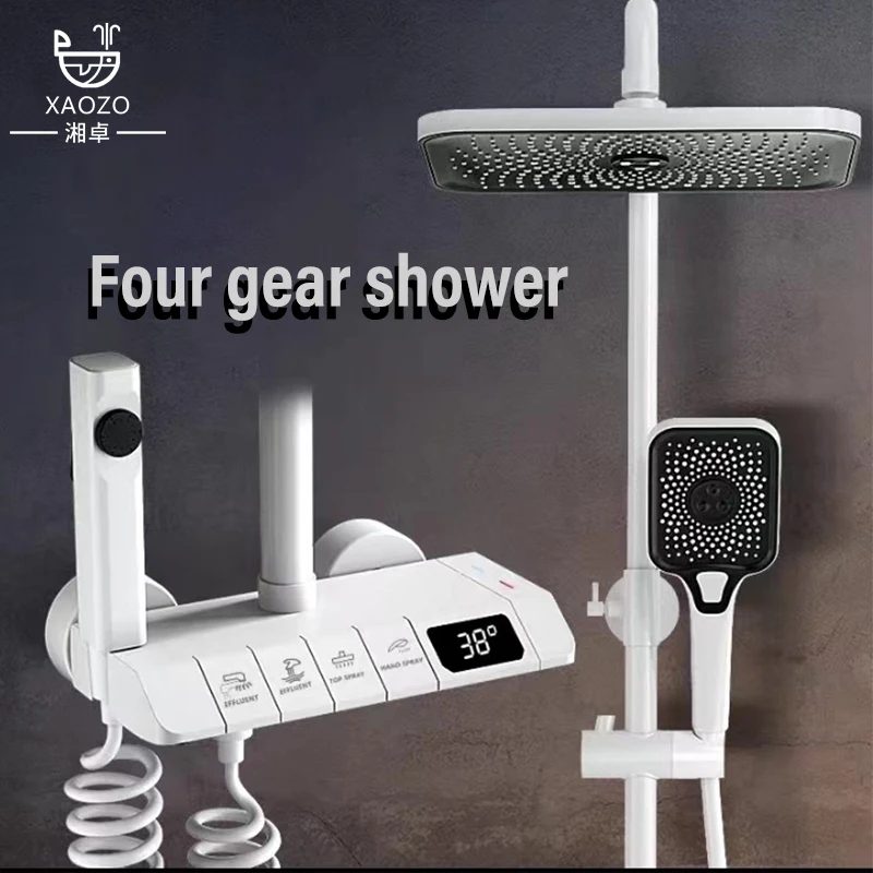 

Bathroom Grey/Black Household Intelligent Digital Display Hot and Cold Key Piano Style Faucet Shower Shower Set Booster