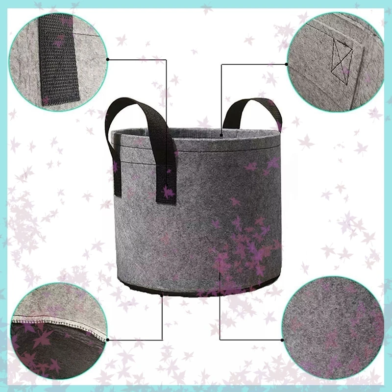 3 Gallon 25x22cm Plant Grow Bag With Handle Potato Strawberry Planting Container Bag DIY Garden Nursery Pots Indoor Outdoor B2