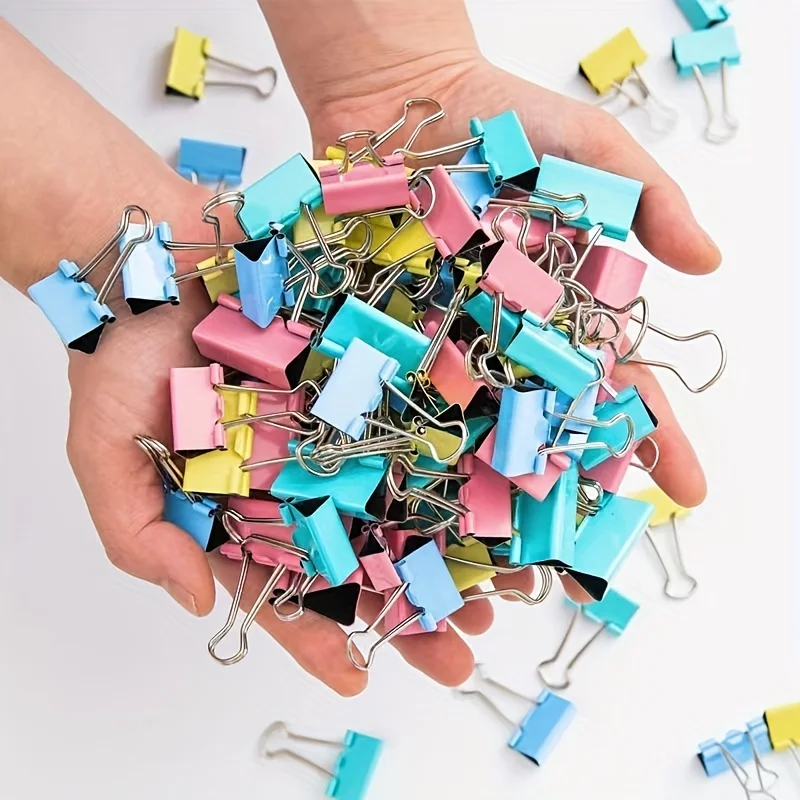 60 Mixed Color Long Tail Clip Folders/Convenient Easy Carry/Ideal for Office Supplies Test Paper Binders/Random Color